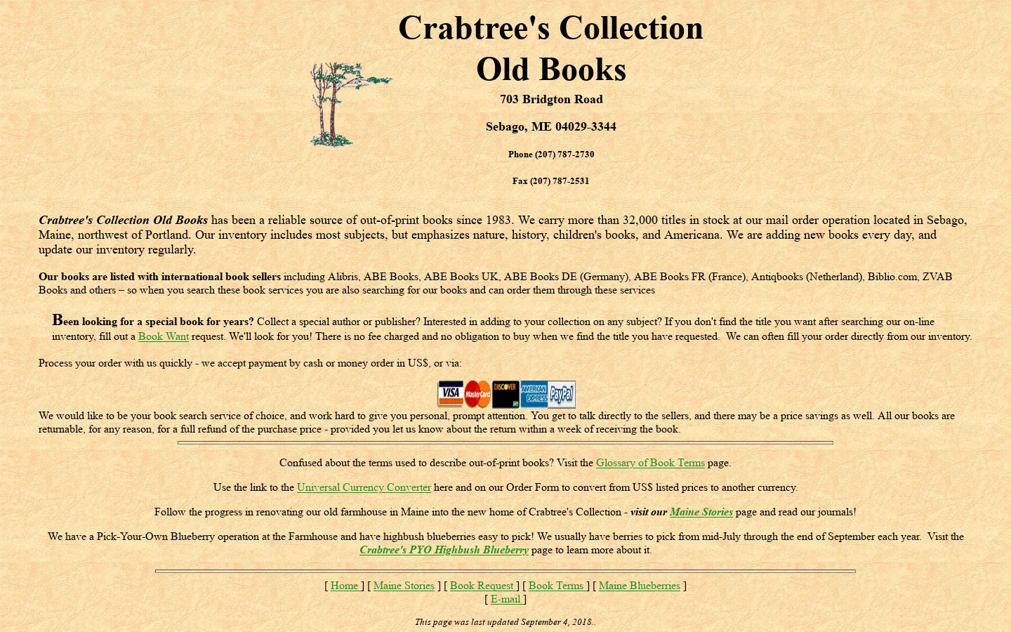 Crabtree's Collection Old Books 首页截图