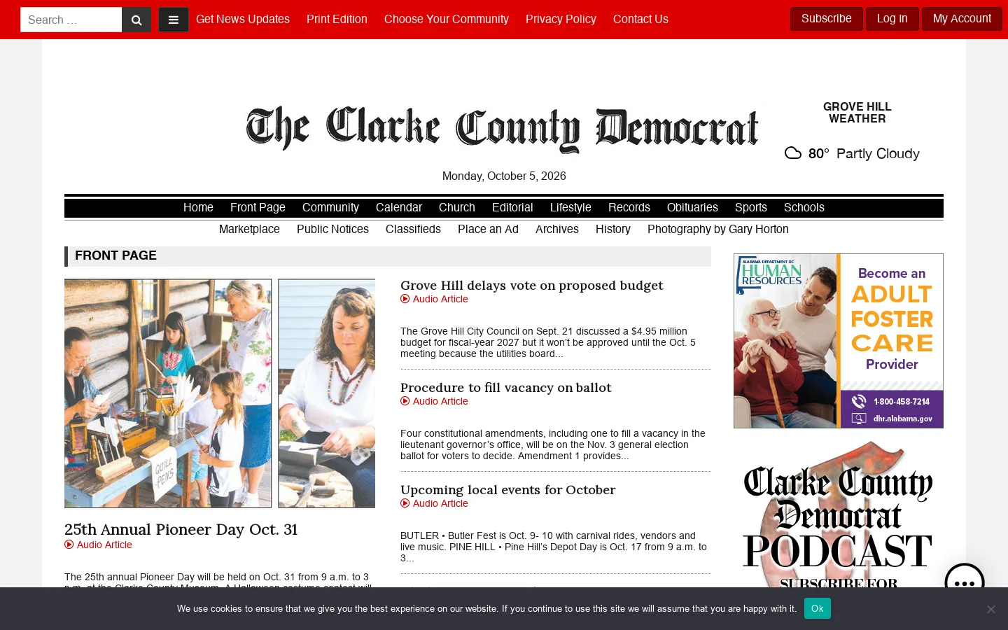 Clarke County Democrat 首页截图