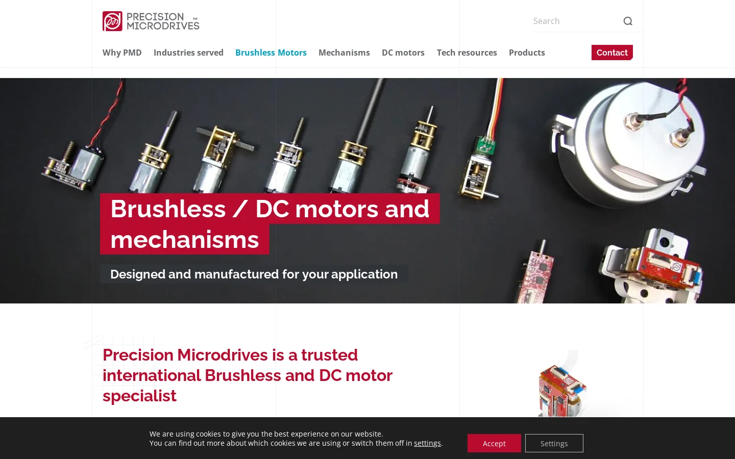 precisionmicrodrives.com 首页截图