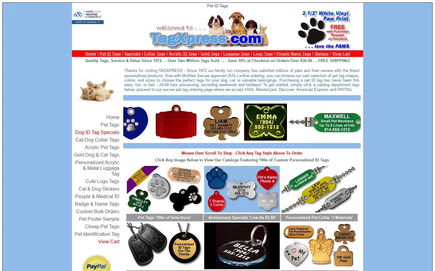 Pet ID Tags in Stainless, Plastic, Aluminum Styles, Colors 首页截图