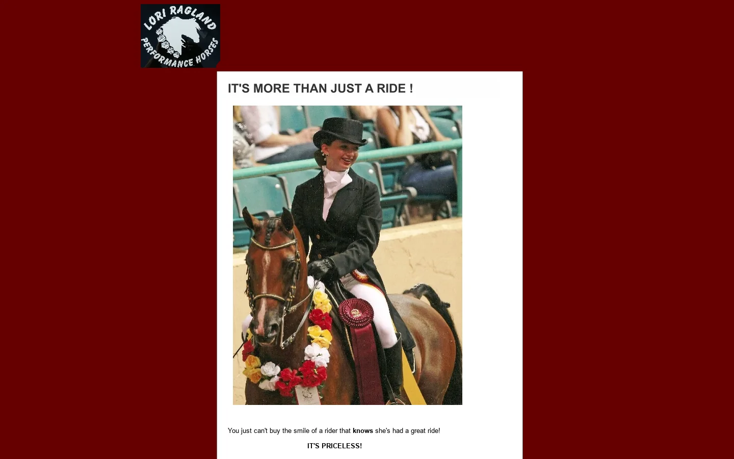 Lori Ragland Performance Horses: It's more than just a ride! 首页截图