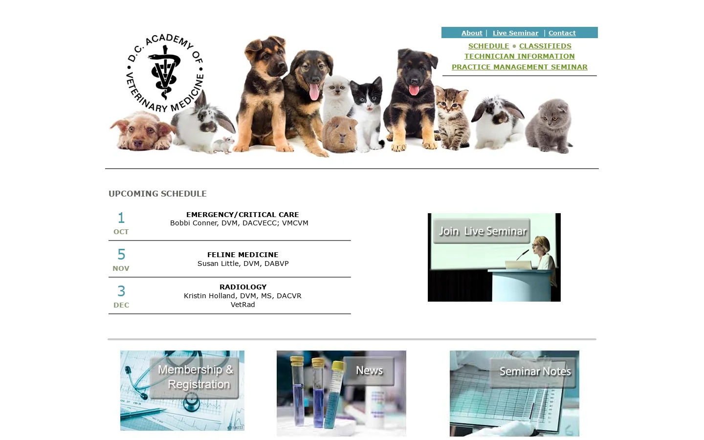 DC Academy of Veterinary Medicine 首页截图