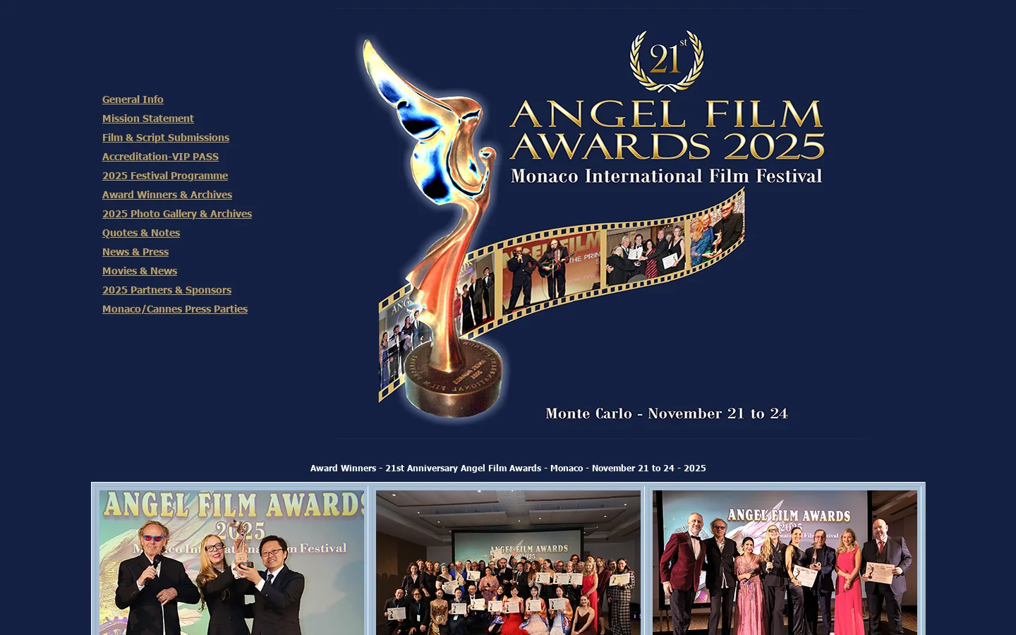 Monaco International Film Festival of non violent films 首页截图