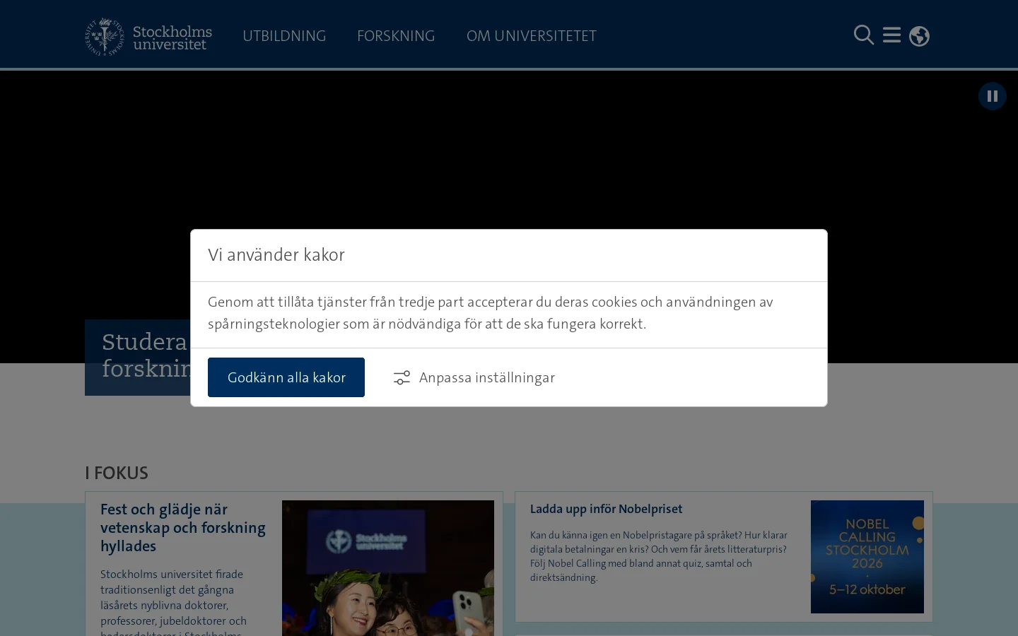 Centrum för tvåspråkighetsforskning - Stockholms universitet 首页截图