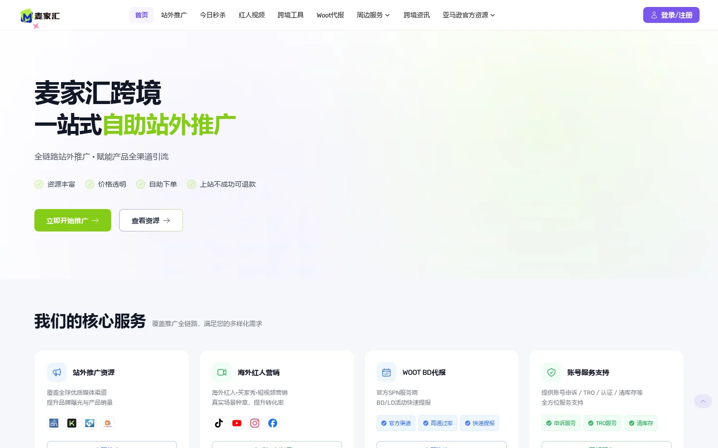 麦家汇跨境电商 首页截图