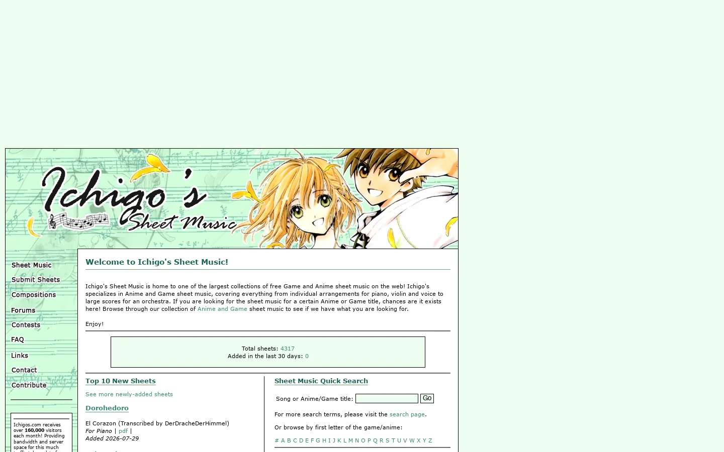 Ichigo's Sheet Music 首页截图
