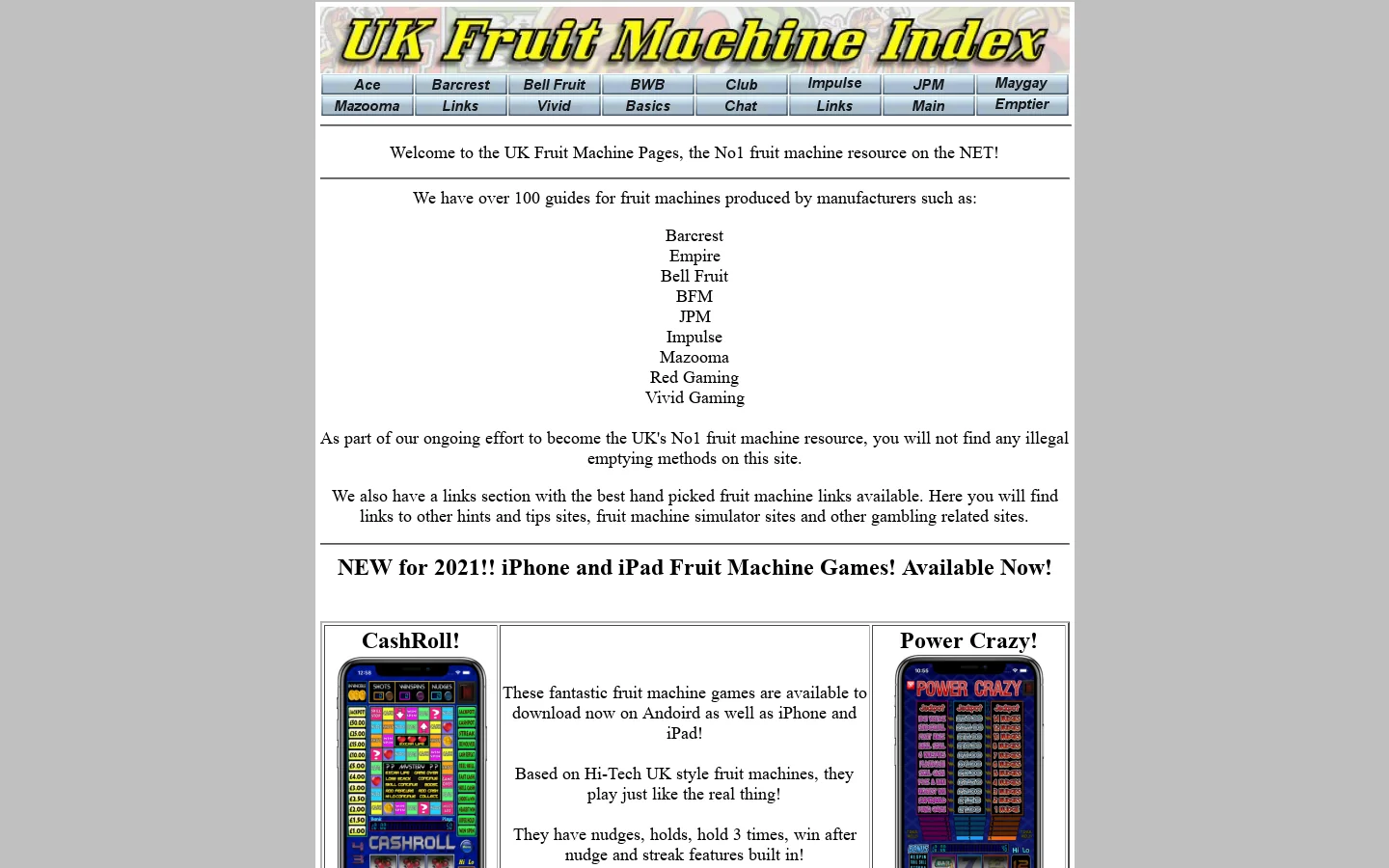 UK Fruit Machine Index 首页截图
