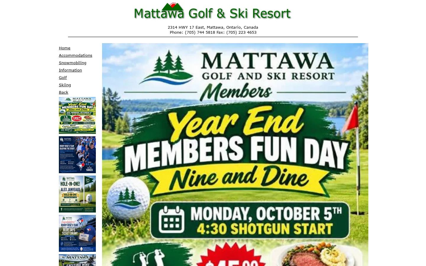Mattawa Golf and Ski Resort 首页截图