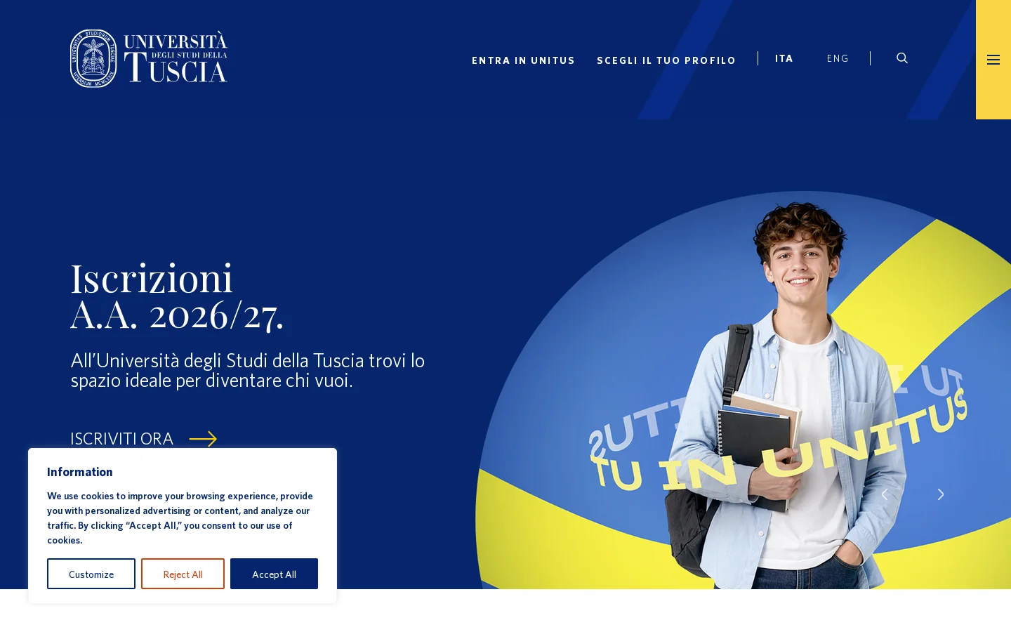 Università degli Studi della Tuscia | Sito Ufficiale 首页截图