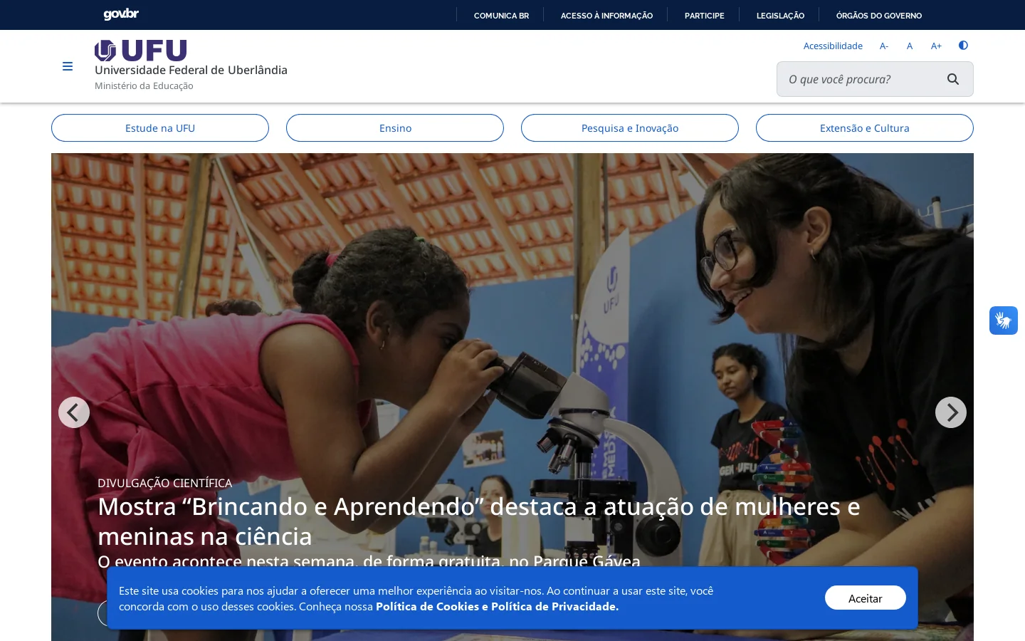Início | Universidade Federal de Uberlândia 首页截图