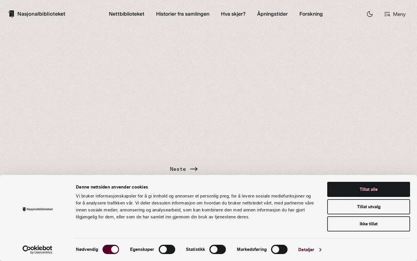 Nasjonalbiblioteket | Norske bøker, aviser, tidsskrift og bilder på nett 首页截图