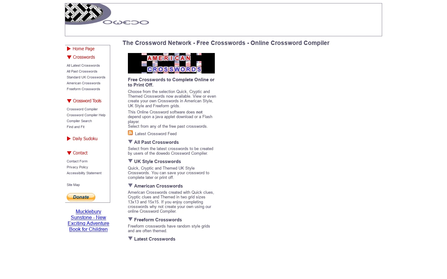 The Crossword Network - Free Crosswords - Free Online Crossword Compiler 首页截图