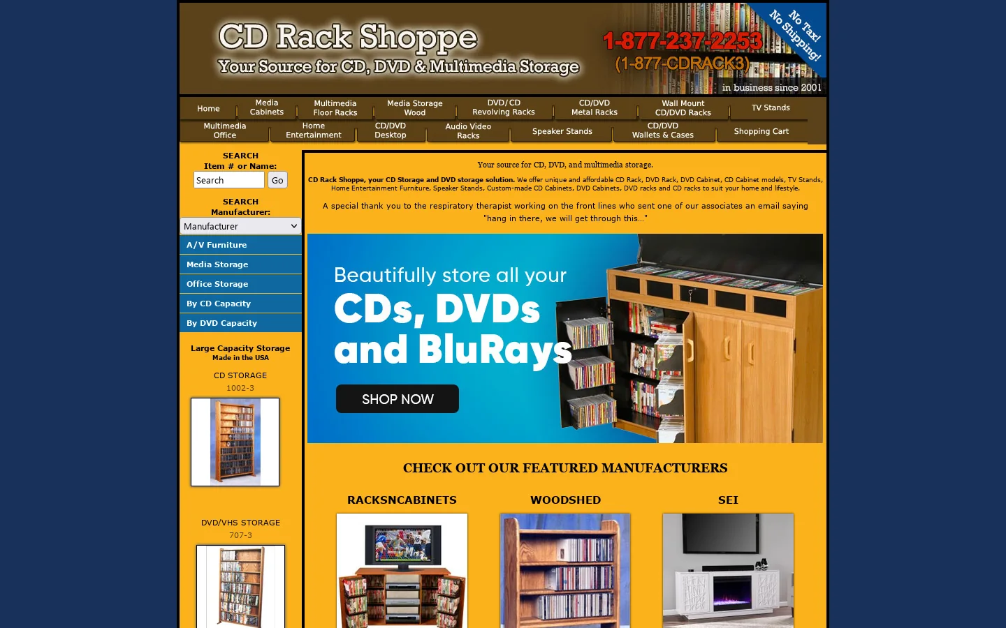 CD Rack Shoppe 首页截图