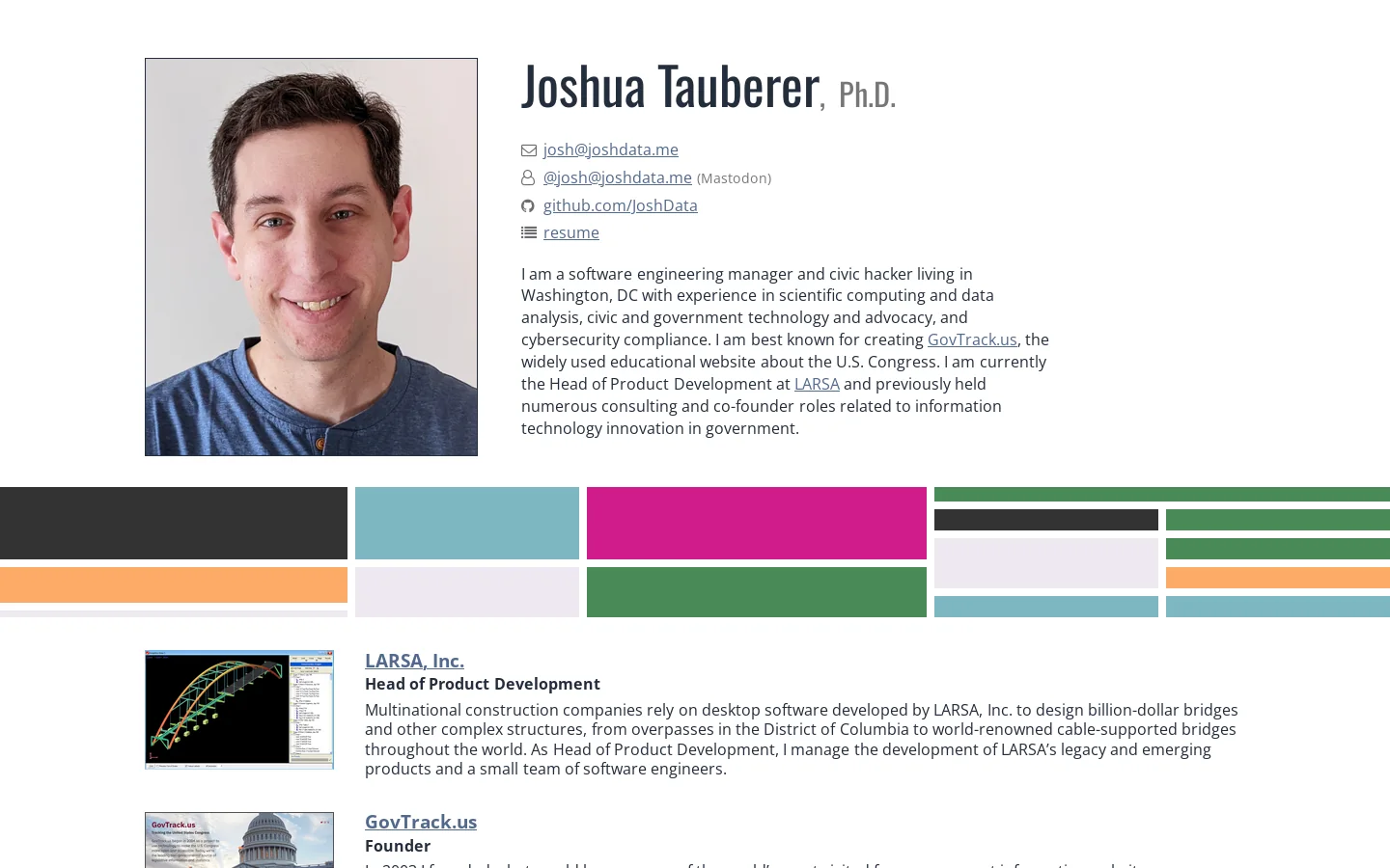 Joshua Tauberer’s Homepage 首页截图