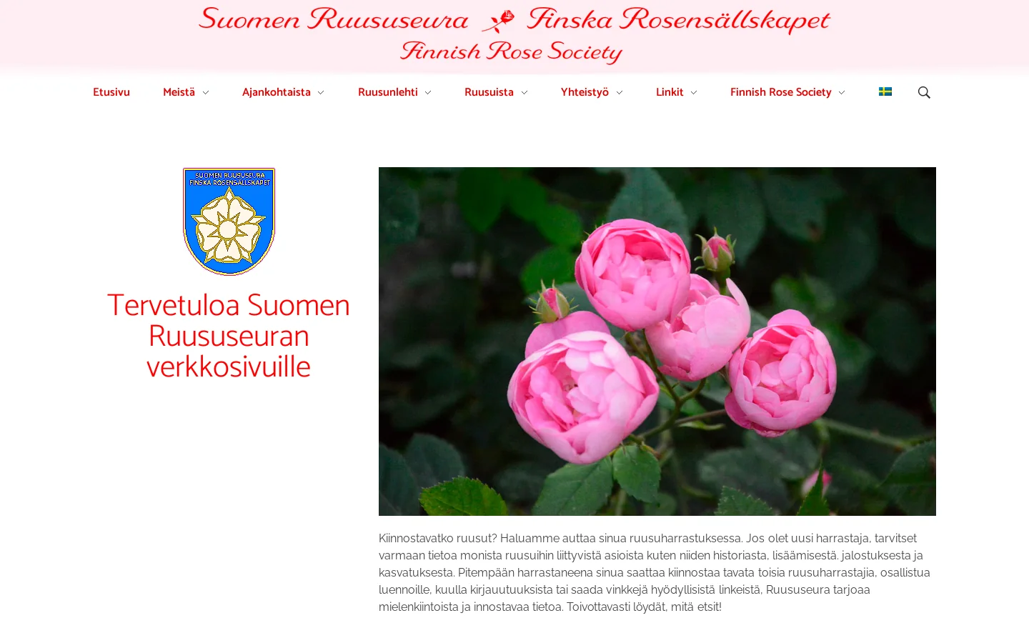 Suomen Ruususeura – Finska Rosensällskapet 首页截图