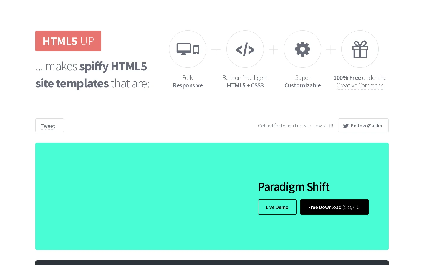 HTML5 UP! Responsive HTML5 and CSS3 Site Templates 首页截图