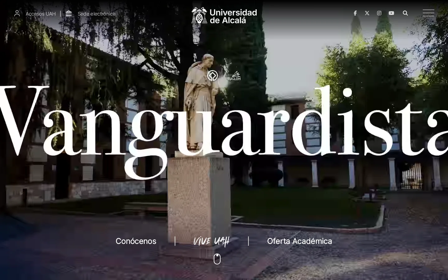 Universidad de Alcalá (UAH) Madrid 首页截图