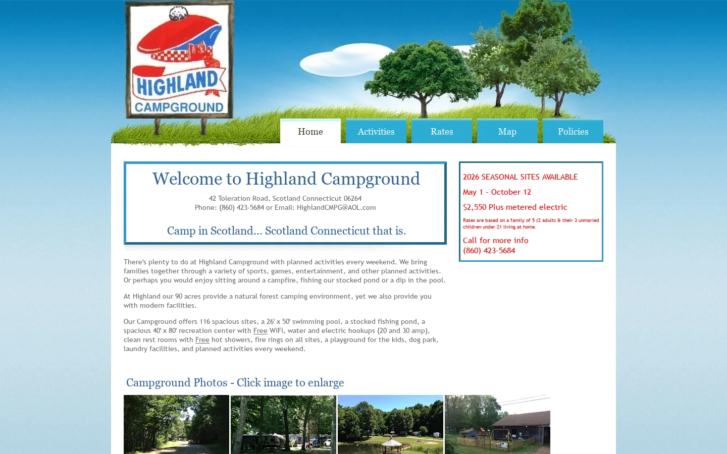 Highland Campground 首页截图