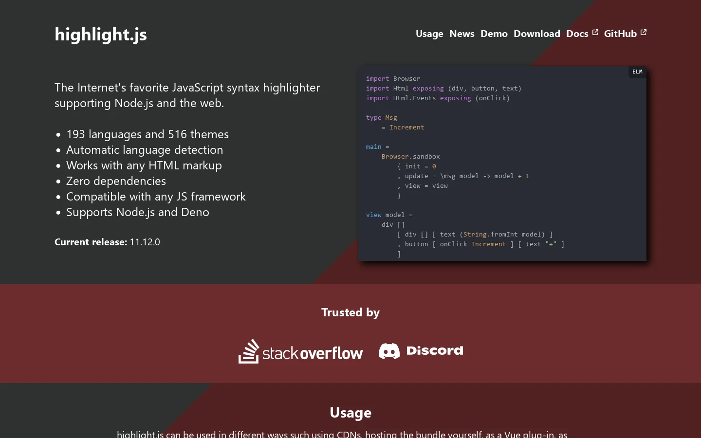 highlight.js 首页截图