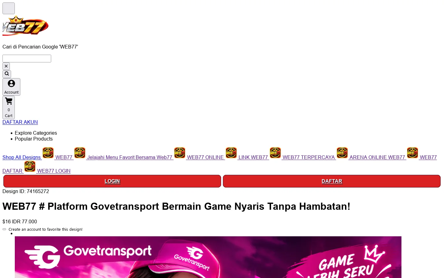 WEB77 # Platform Govetransport Bermain Game Nyaris Tanpa Hambatan! 首页截图