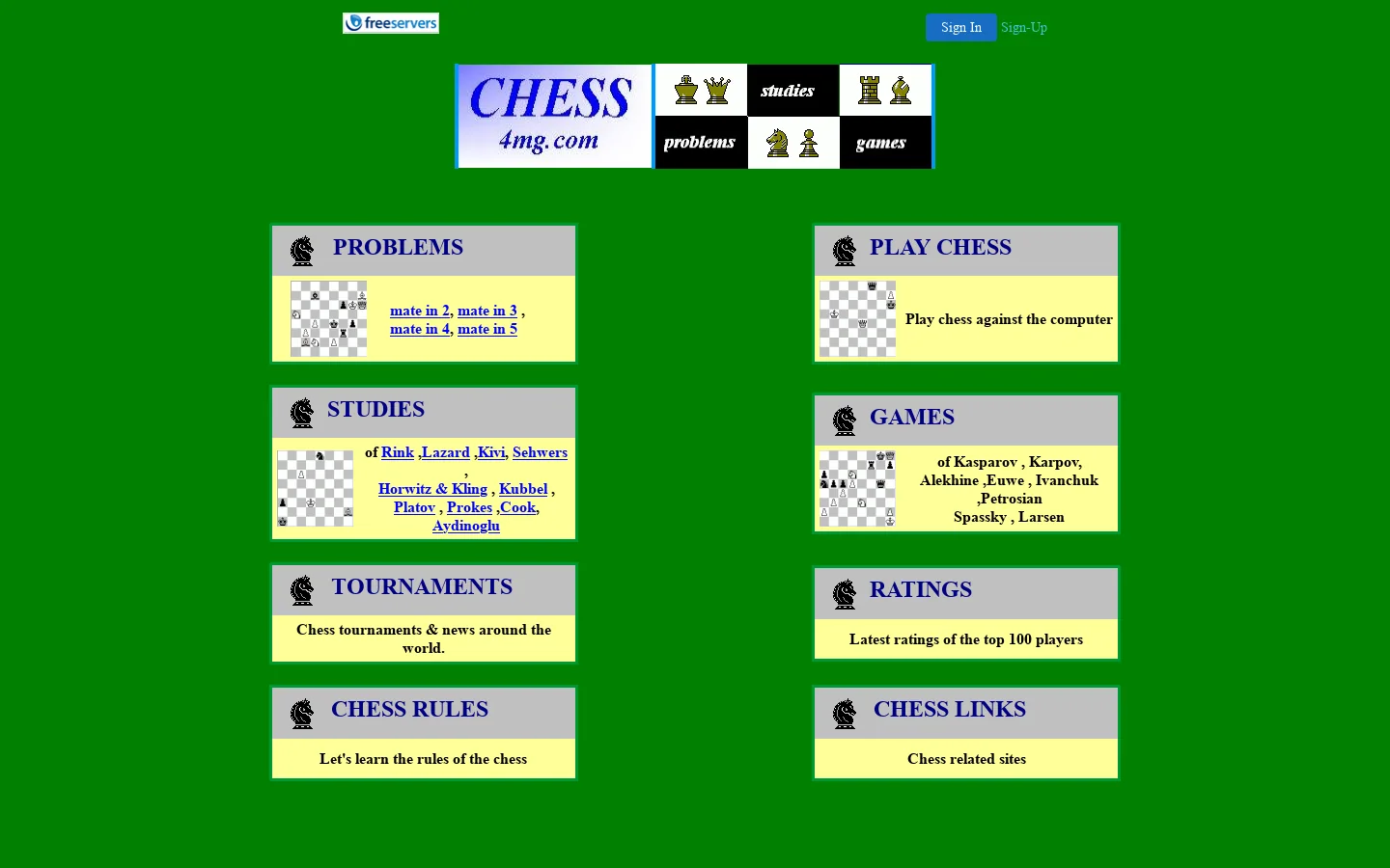 CHESS studies,problems,games 首页截图
