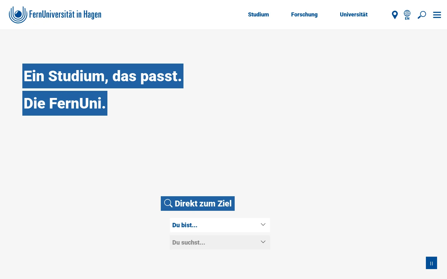 FernUniversität in Hagen - Startseite 首页截图