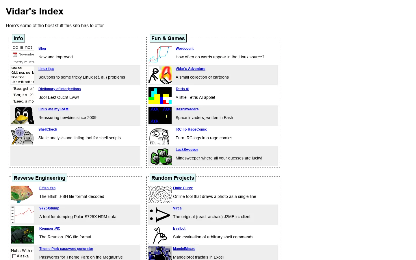 Vidar's Index 首页截图