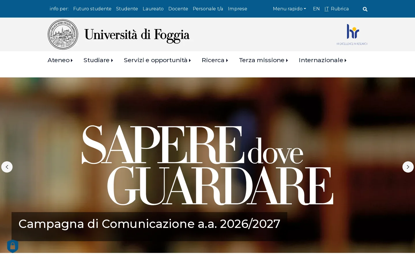 Università degli studi di Foggia 首页截图