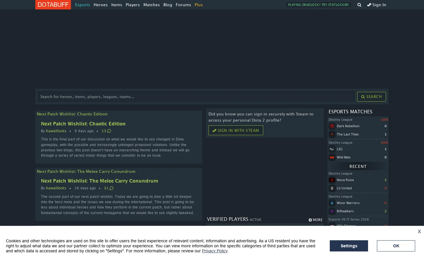 DOTABUFF 首页截图