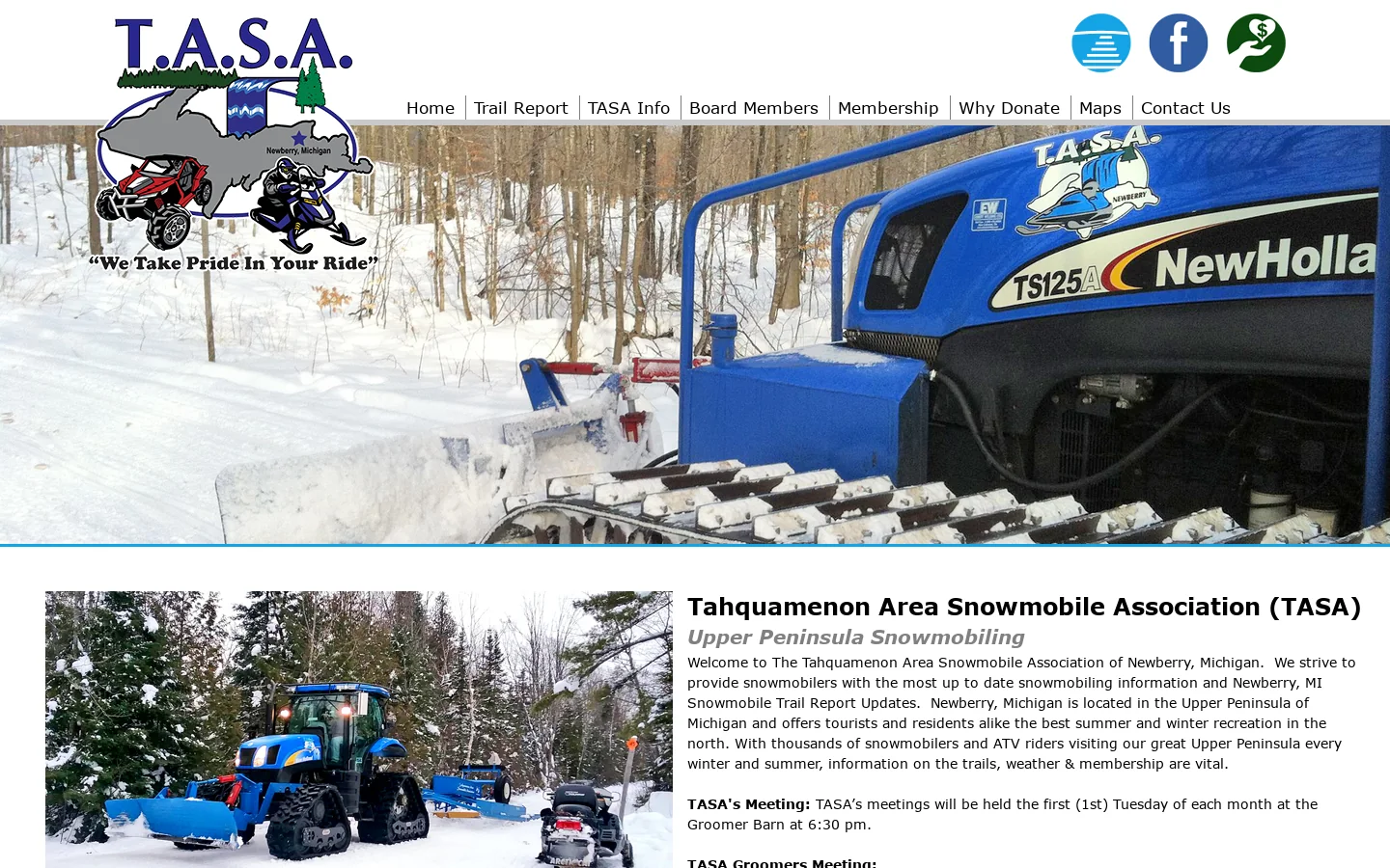 Tahquamenon Area Snowmobile Association (TASA) 首页截图