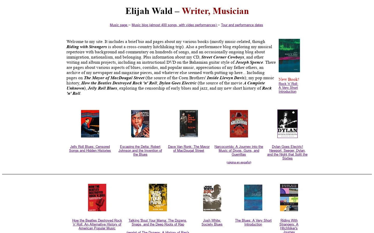 Elijah Wald's homepage 首页截图