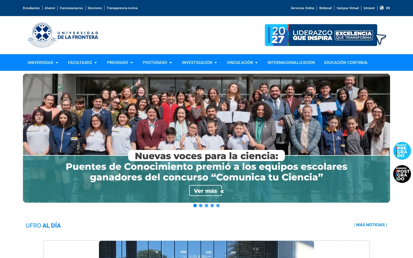 Inicio | Universidad de La Frontera 首页截图