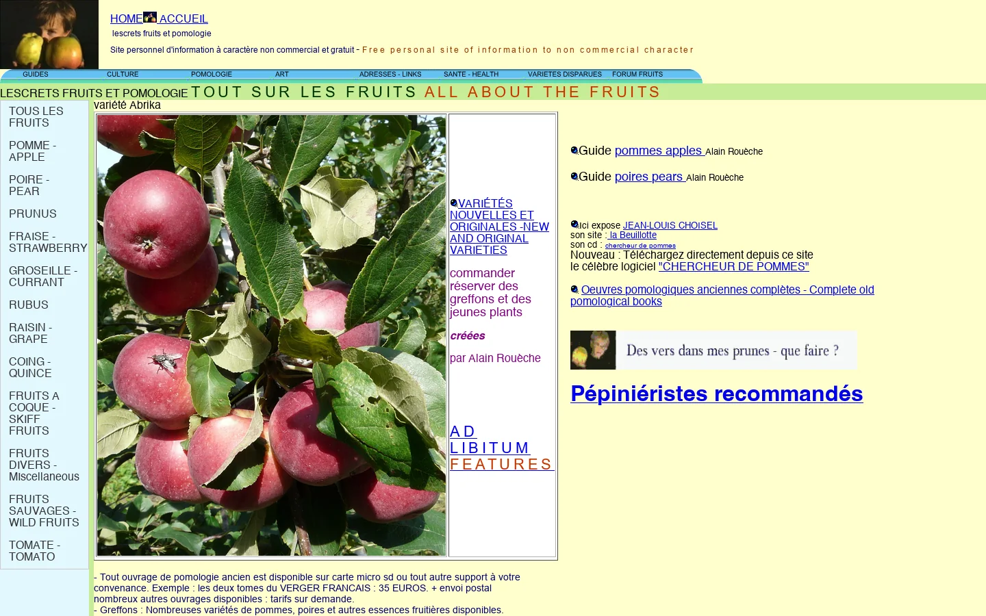 LESCRETS FRUITS ET POMOLOGIE TOUT SUR LES FRUITS ALL ABOUT THE FRUITS 首页截图