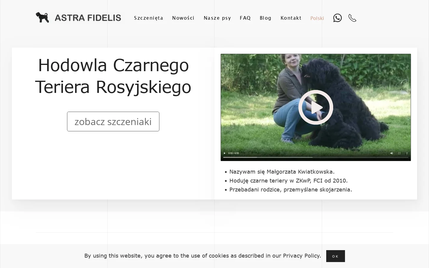 Hodowla czarnego teriera rosyjskiego. 首页截图