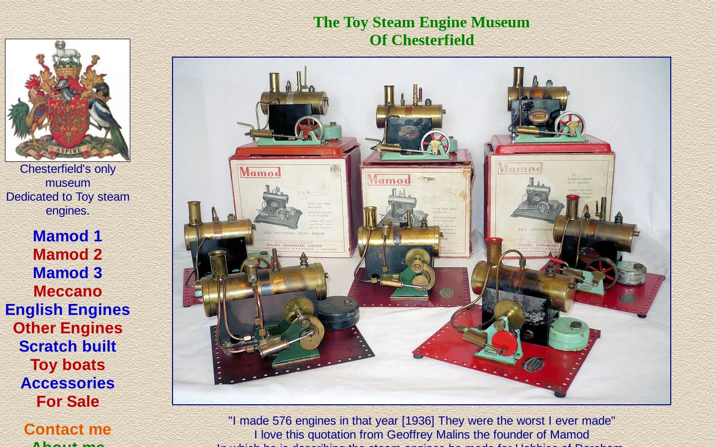 "Mamod Steam Engine, steam toys, and Meccano 1929 engines" 首页截图