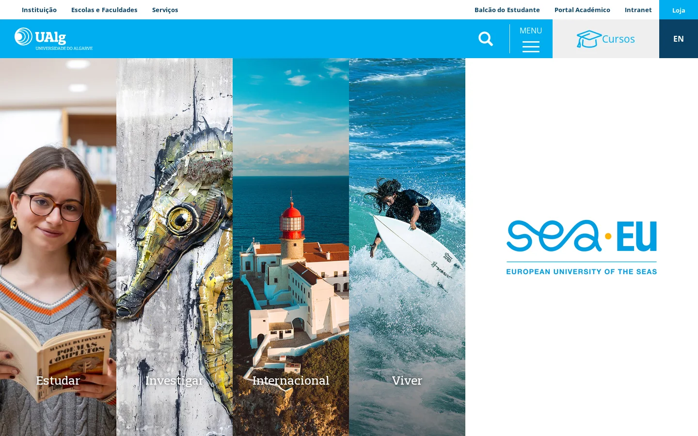 Estudar onde é bom viver | Universidade do Algarve 首页截图