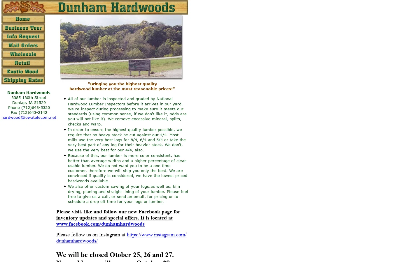Dunham Hardwoods Dunlap Iowa 首页截图