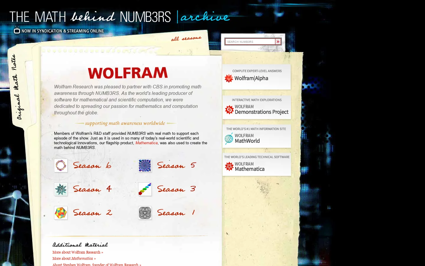 Wolfram Research--The Math Behind NUMB3RS 首页截图