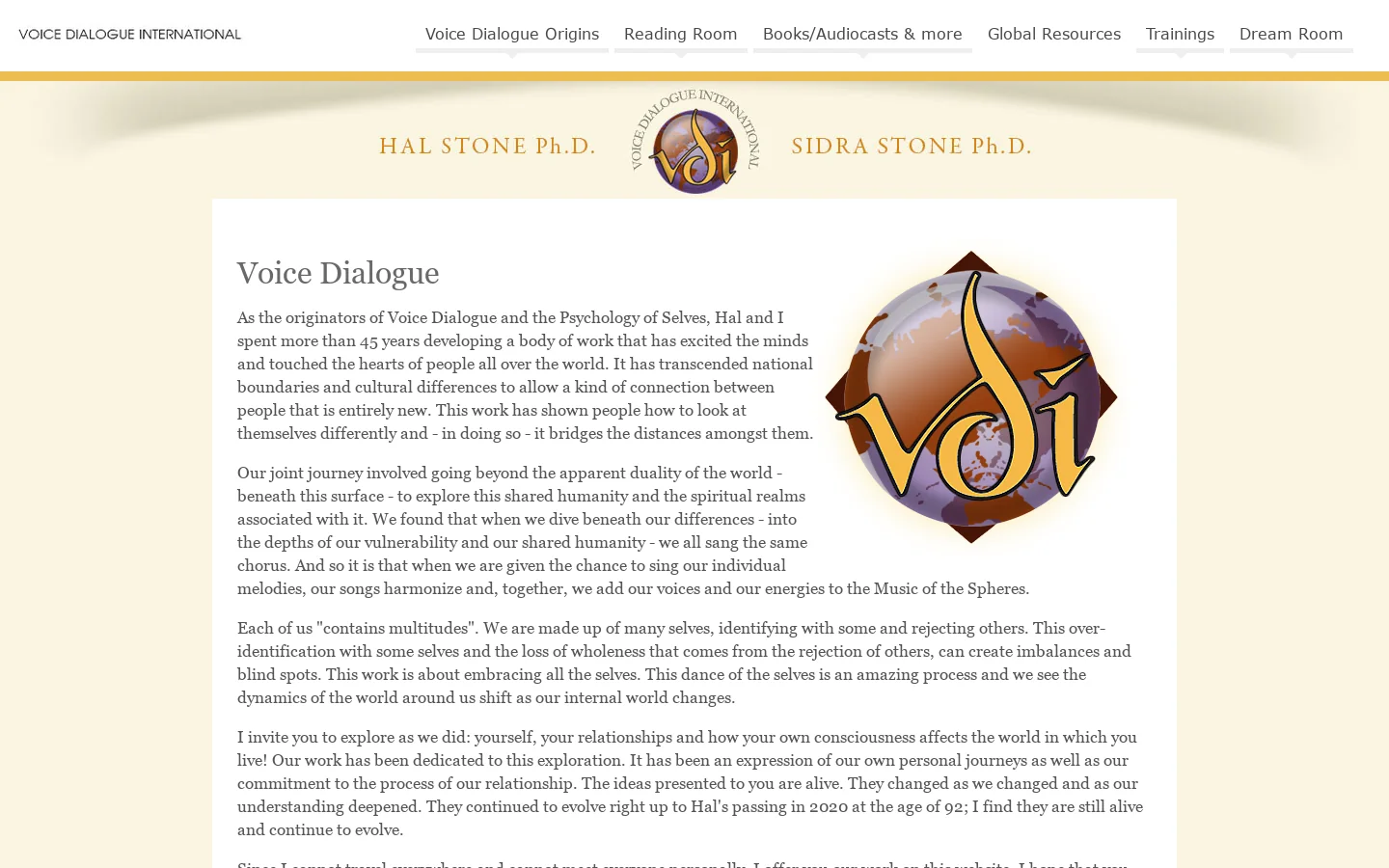 Voice Dialogue International 首页截图