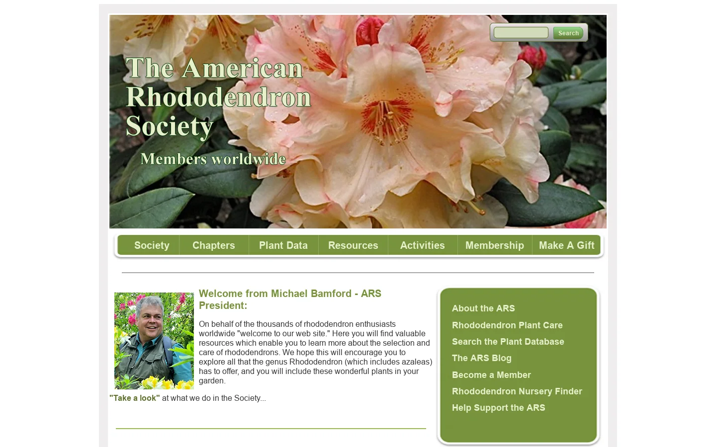 The American Rhododendron Society Welcomes You 首页截图