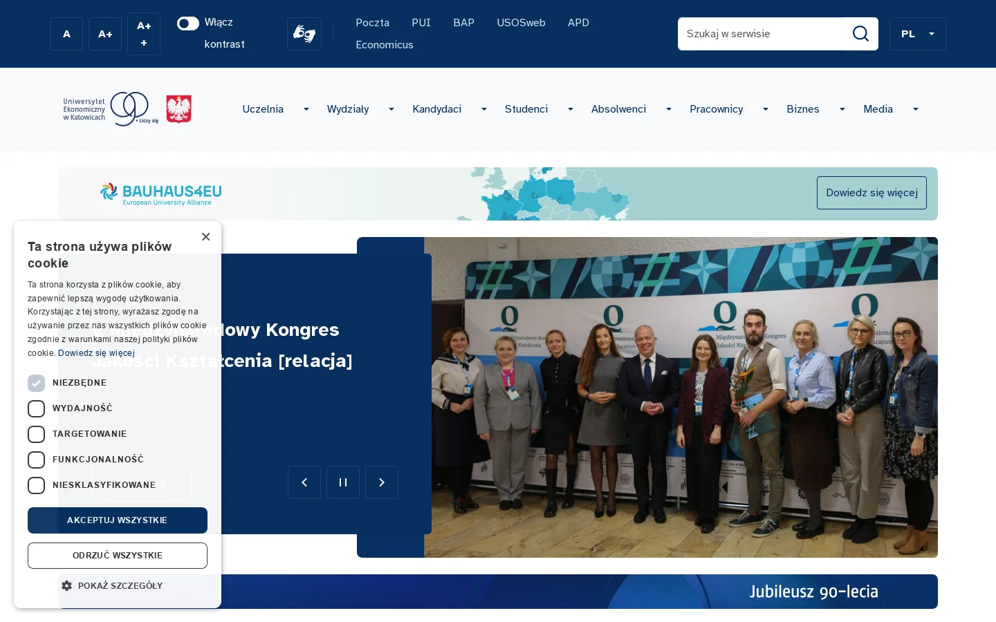 Strona główna | Uniwersytet Ekonomiczny w Katowicach 首页截图