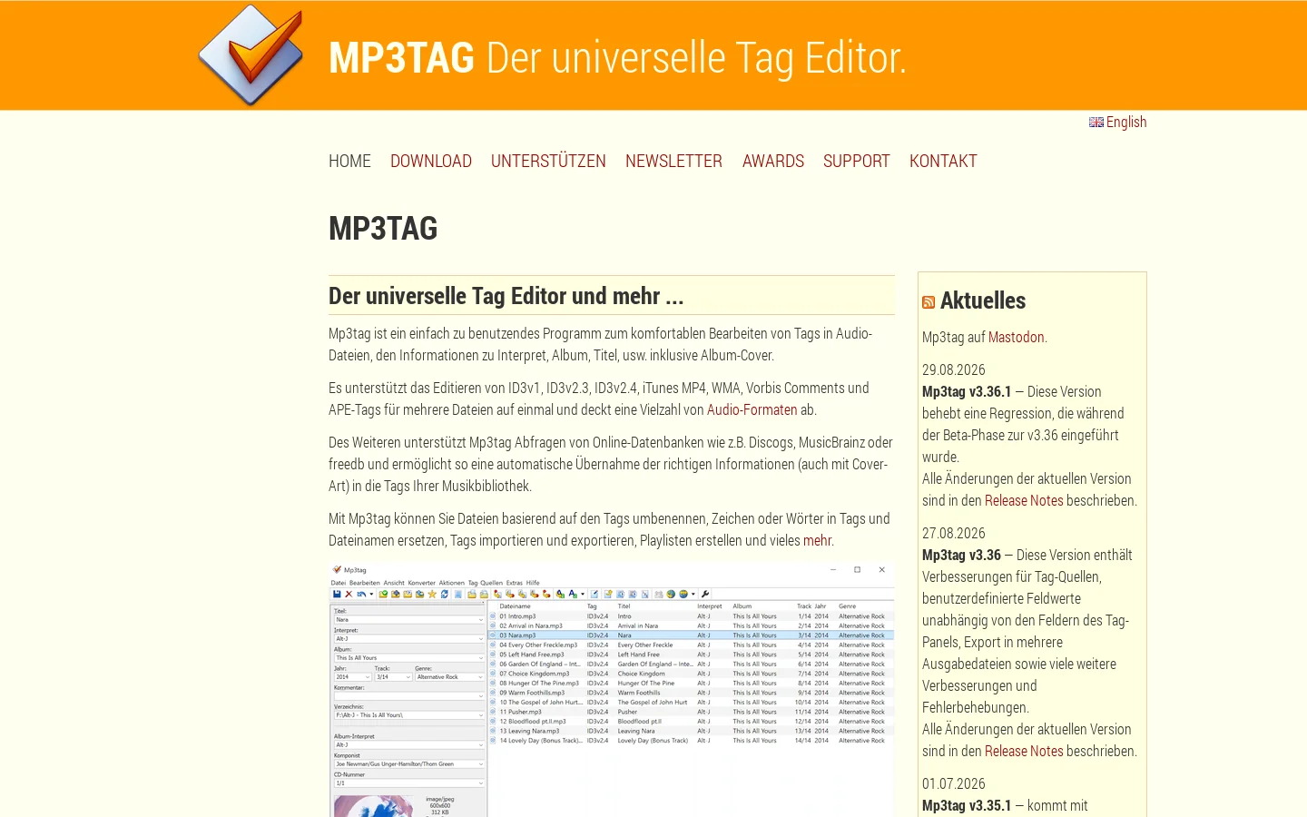 Mp3tag 首页截图