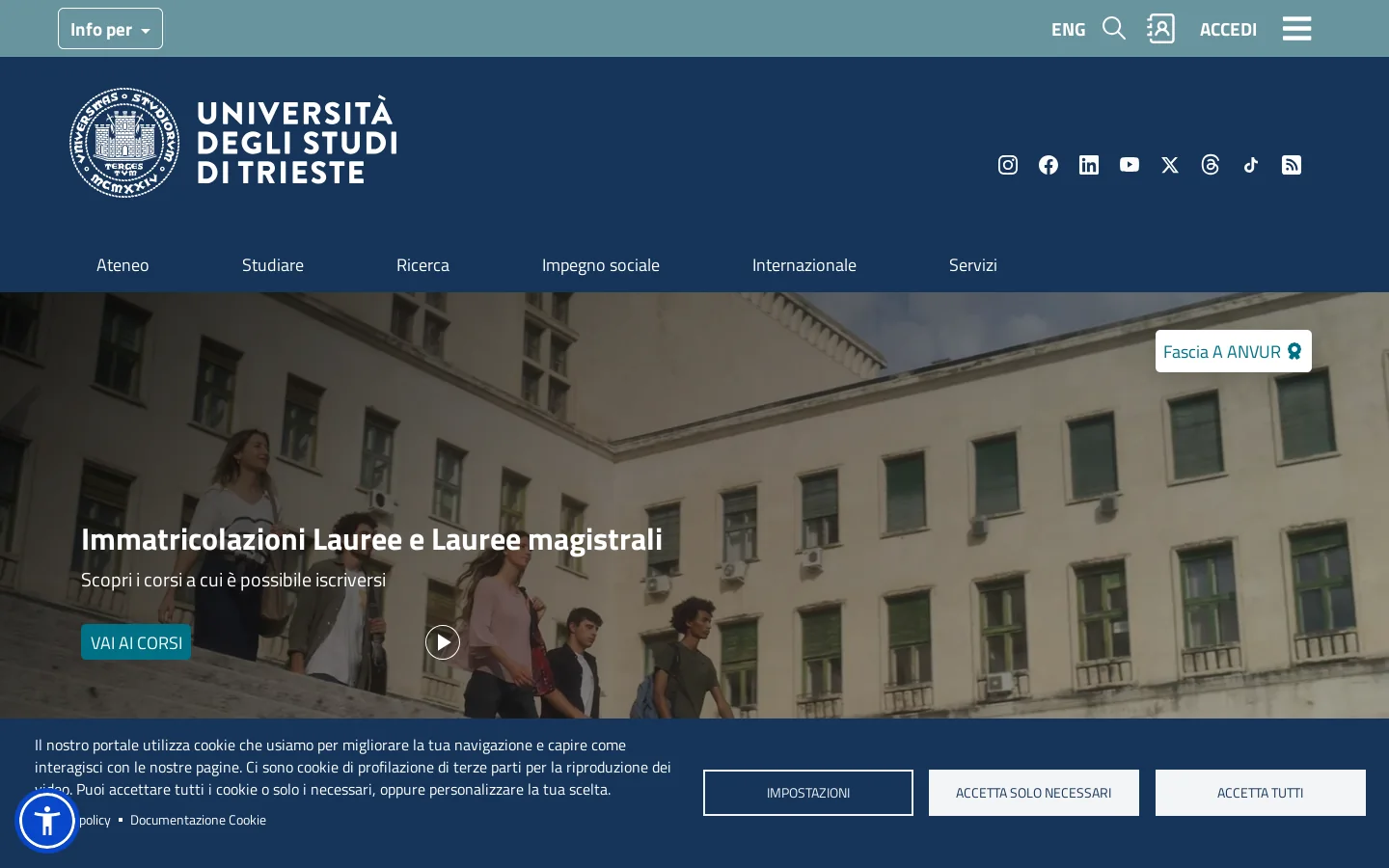 Università degli Studi di Trieste | Università degli Studi di Trieste 首页截图