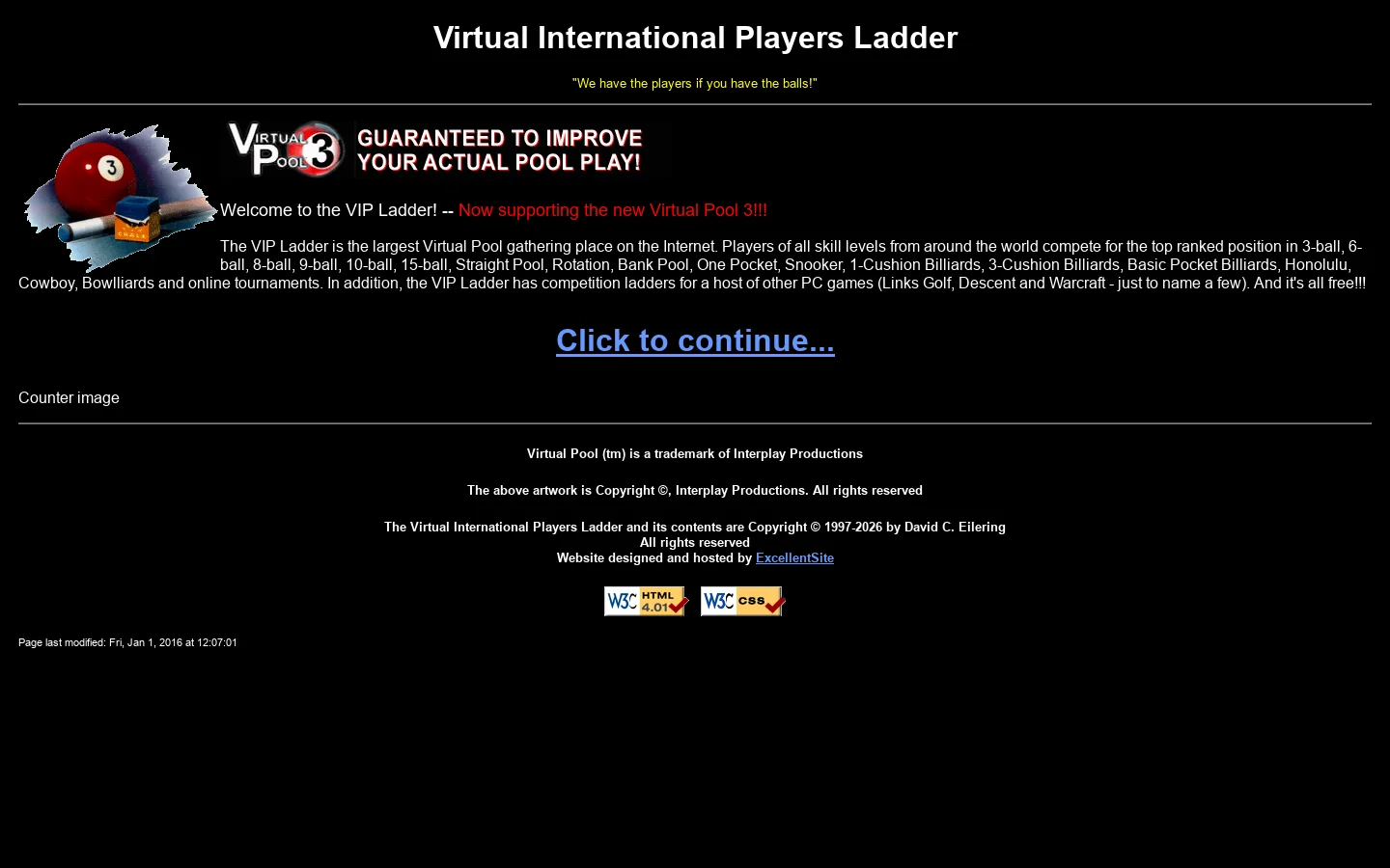 Virtual International Players Ladder 首页截图