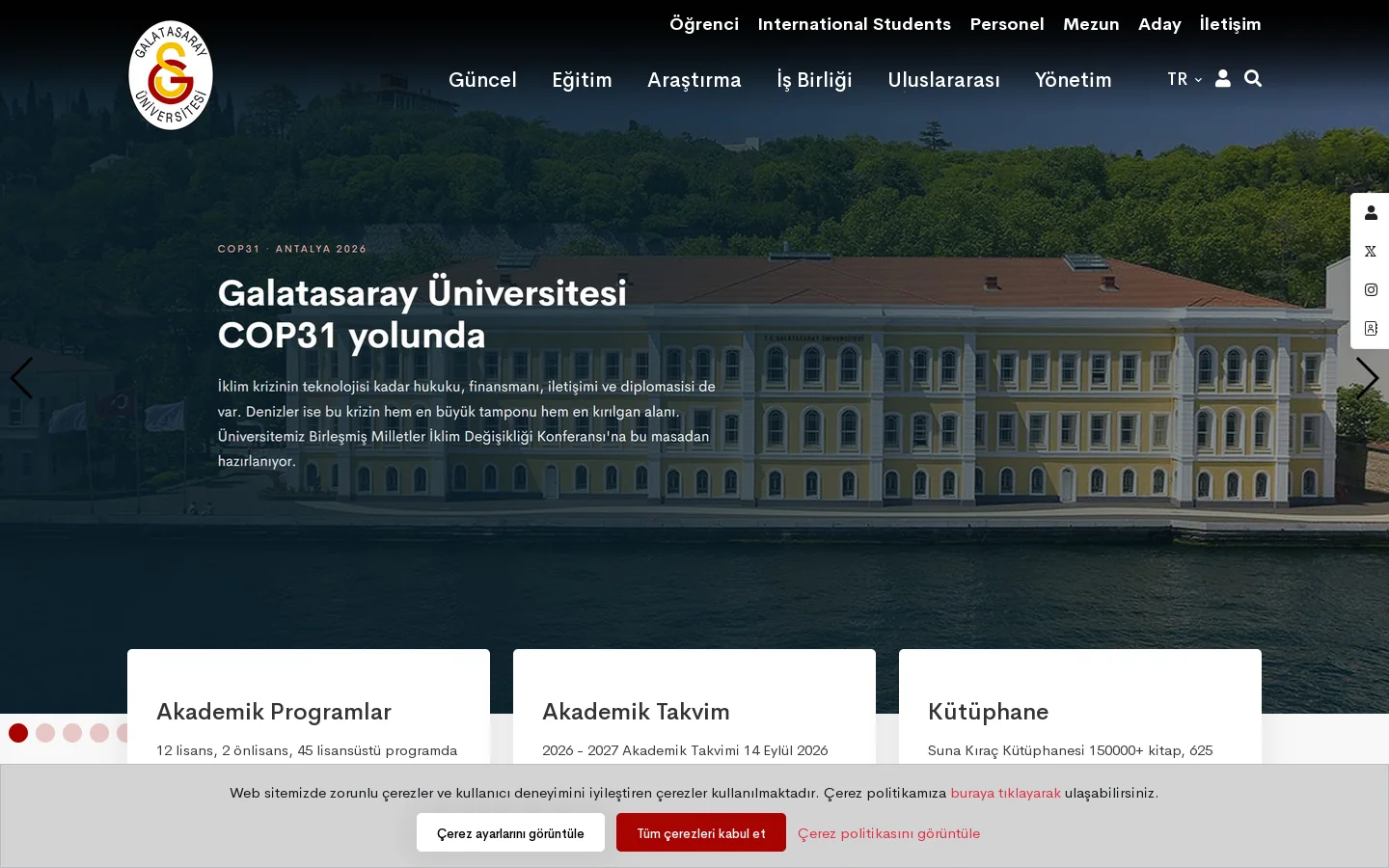 Anasayfa | Galatasaray Üniversitesi 首页截图