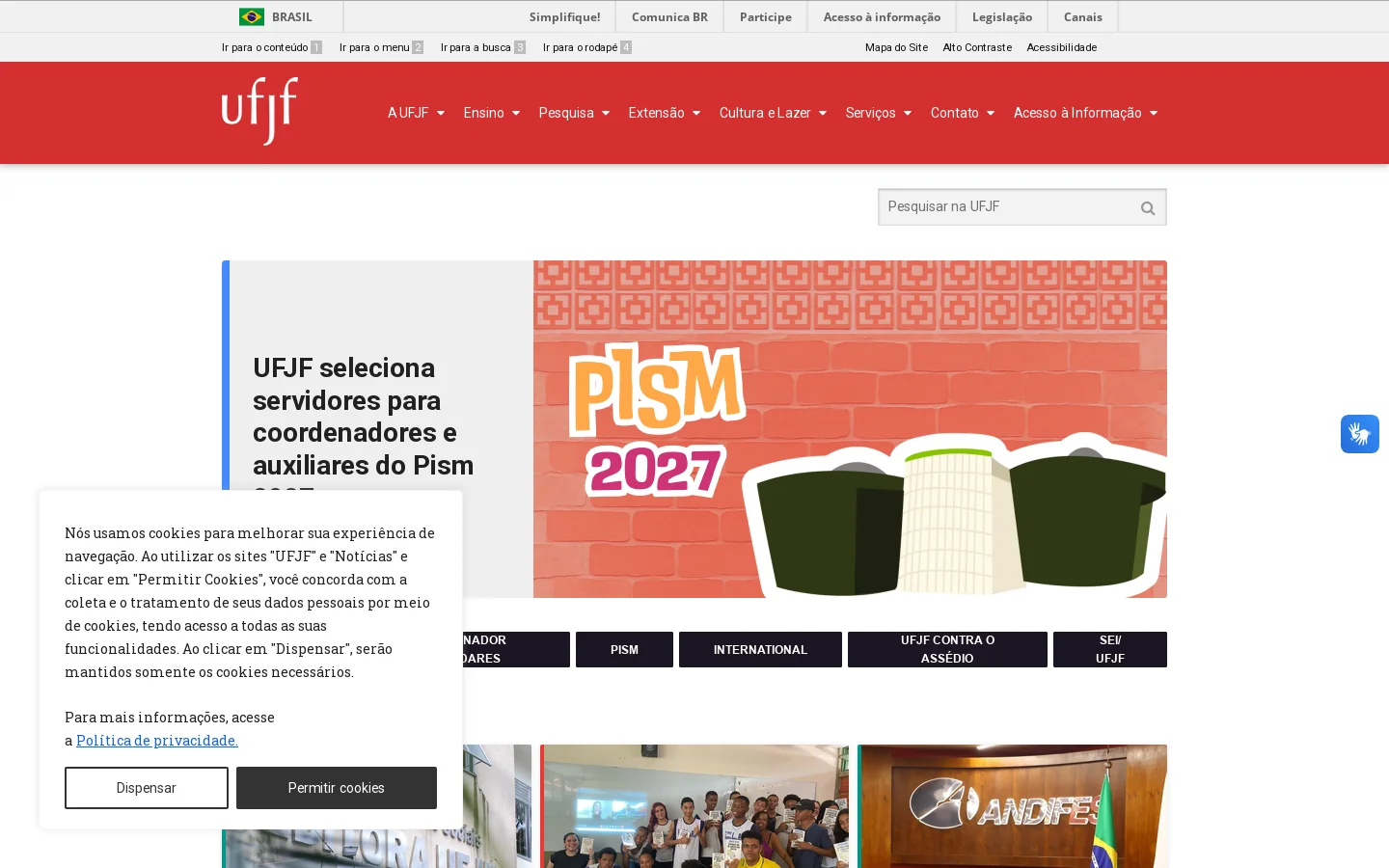 UFJF - Universidade Federal de Juiz de Fora 首页截图