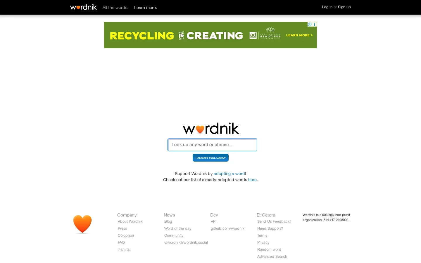 Wordnik 首页截图