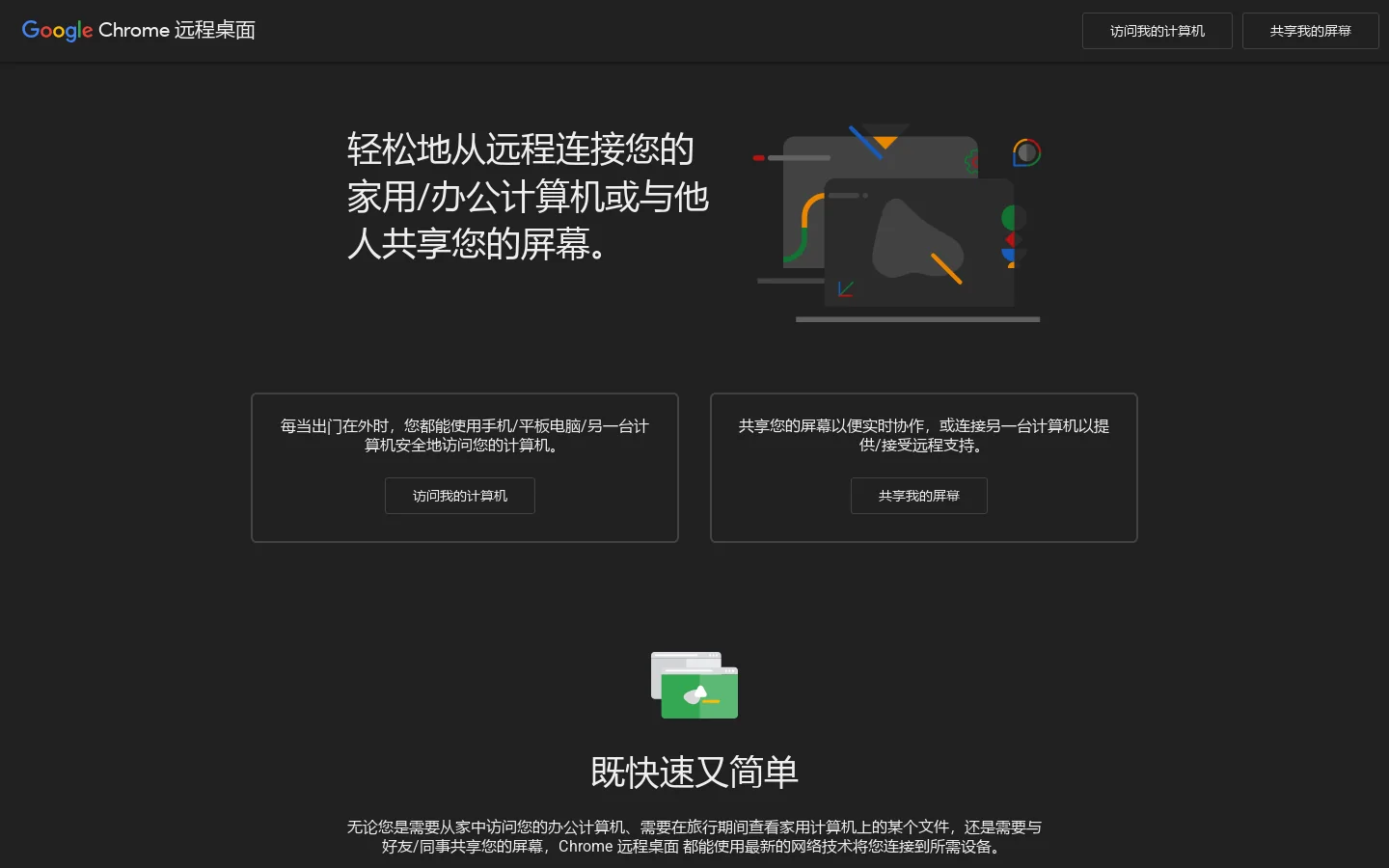 Chrome 远程桌面 首页截图