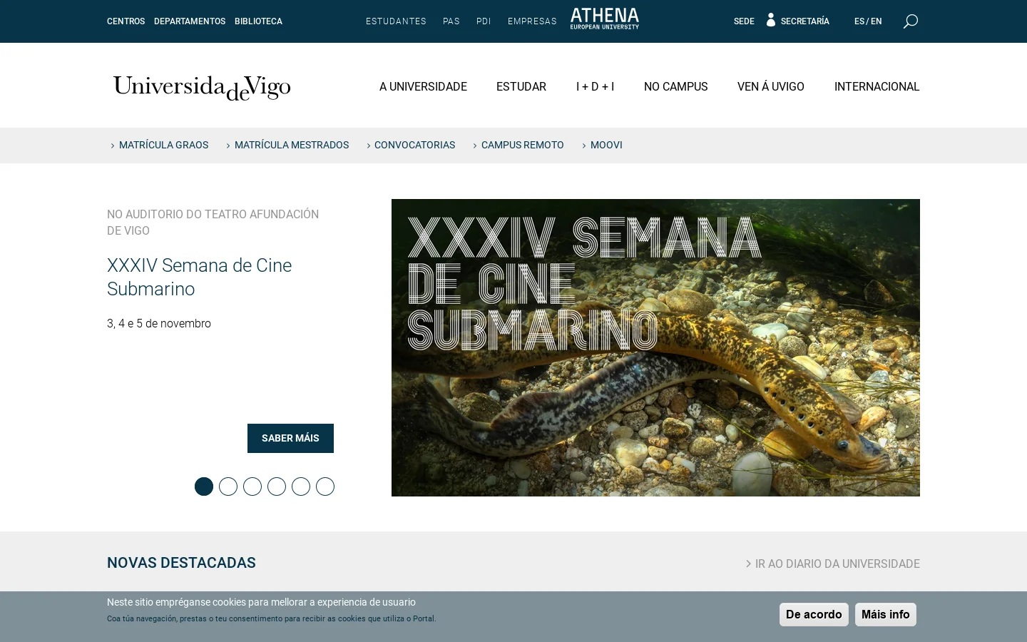 Inicio | Universidade de Vigo 首页截图