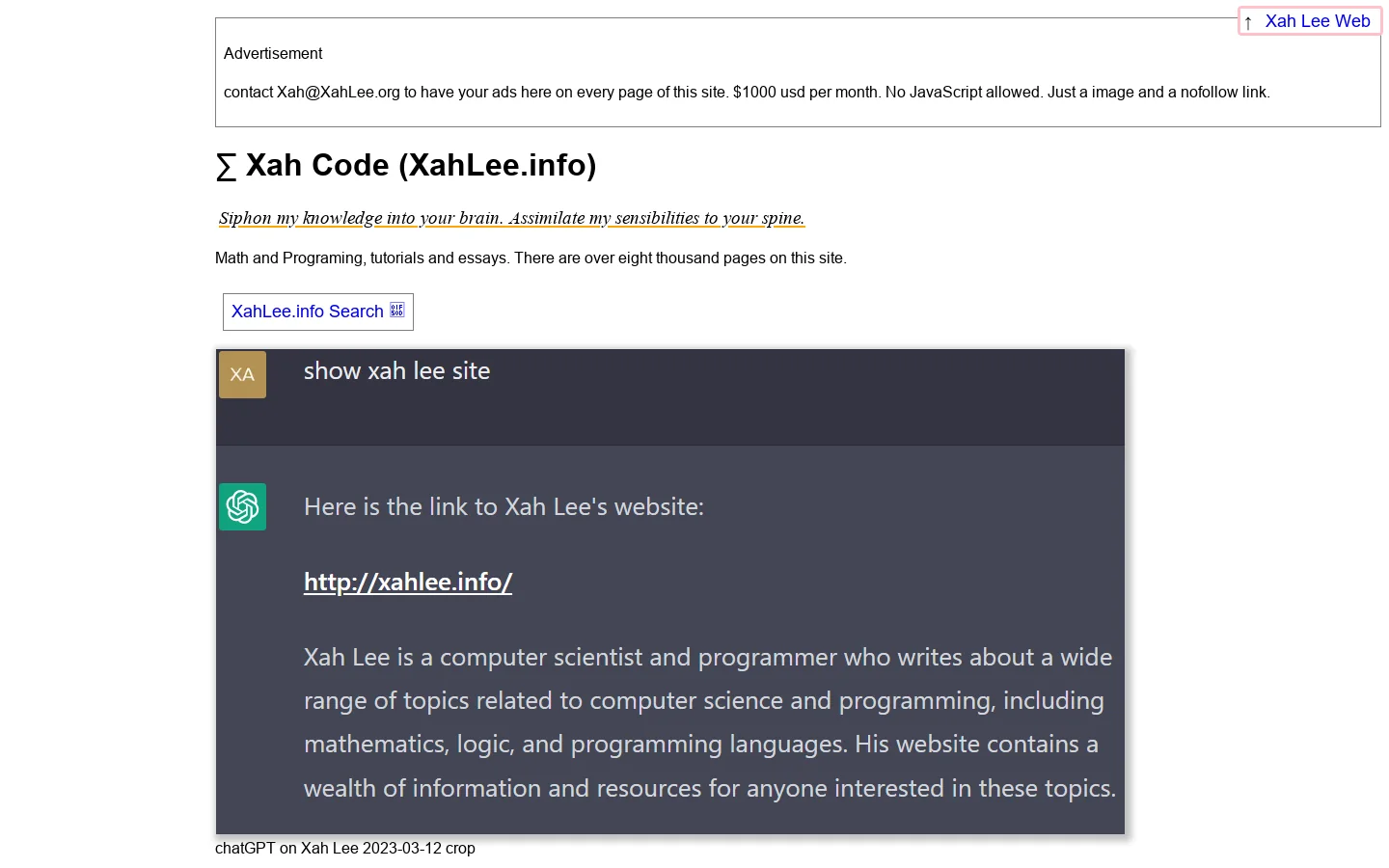 ∑ Xah Code (XahLee.info) 首页截图